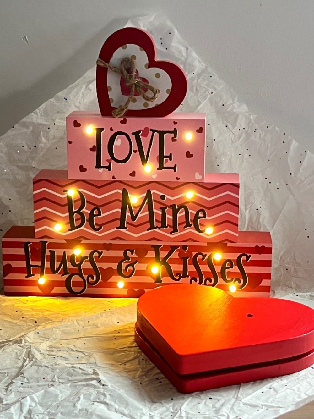 BUNDLE, Light Up Valentine, Hearts, Love Decor with Coaster/ Storage